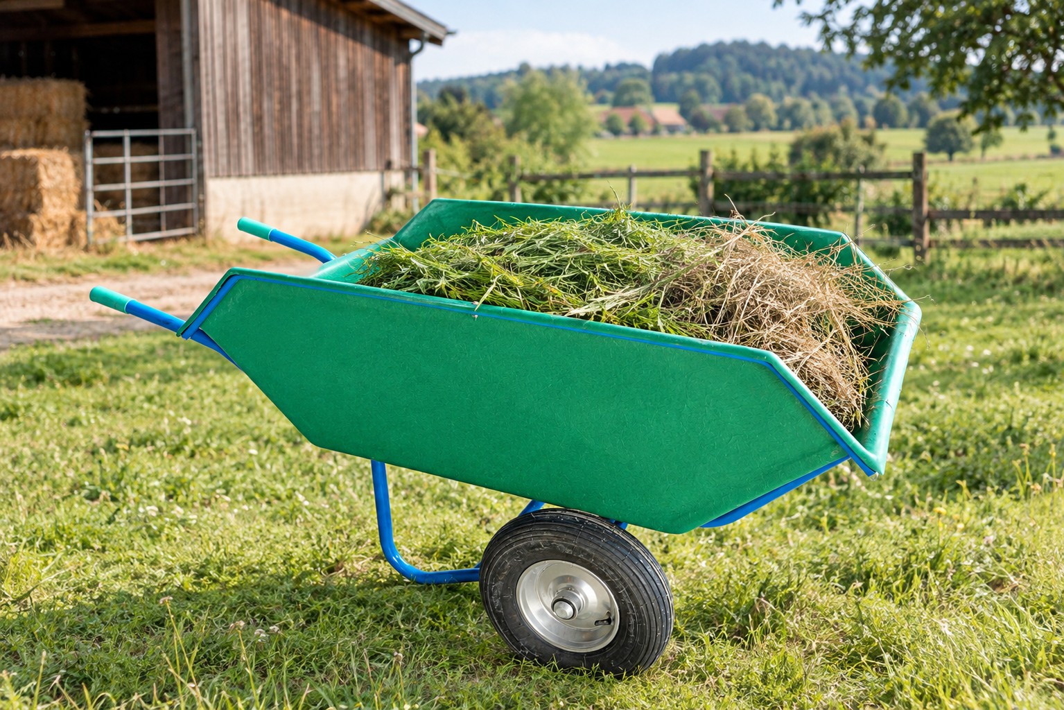 Hof- und Silofutterkuli 400 Liter Polyester-Schubkarren Luftrad mit Kugellager